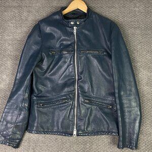 Vintage Drospo Cafe Racer Leather Jacket Men's 42 Gray Motorcycle Biker Talon
